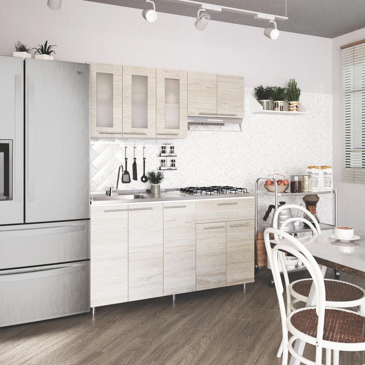 SOCODA - Kit cocina Ibiza 1,5 m: Encimera a gas + lavaplato  cubeta izquierdo