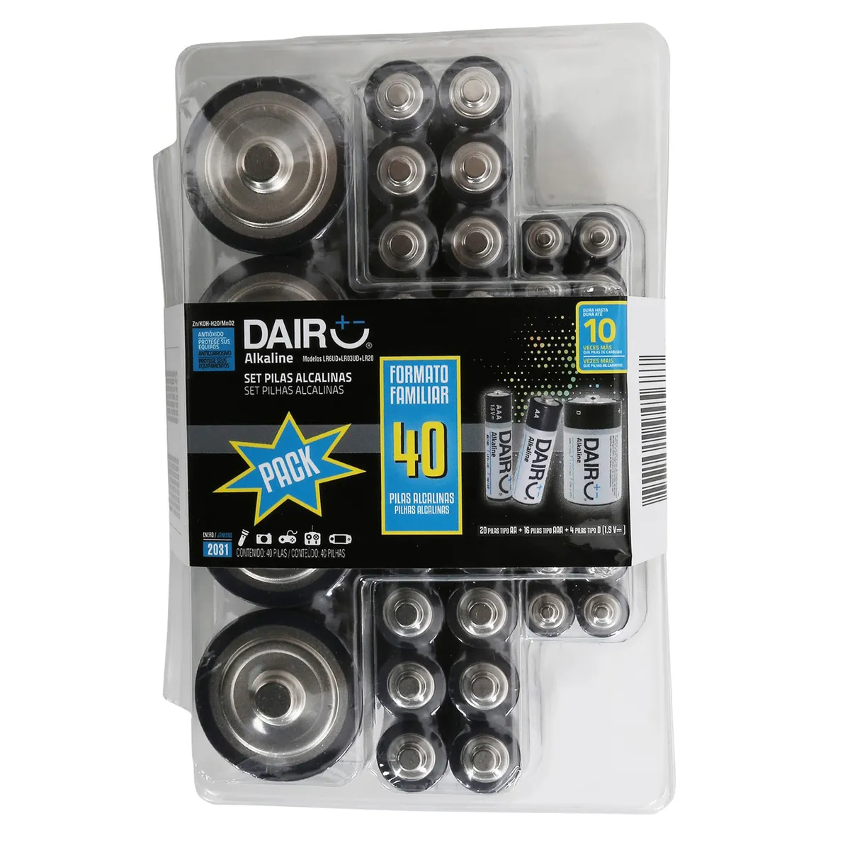 DAIRU - Set de pilas alcalina AAX20 + AAAX16 + DX4