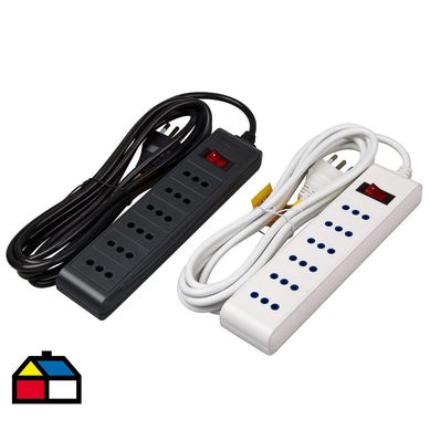 Set de extensin 3m 6 tomas gris + blanco