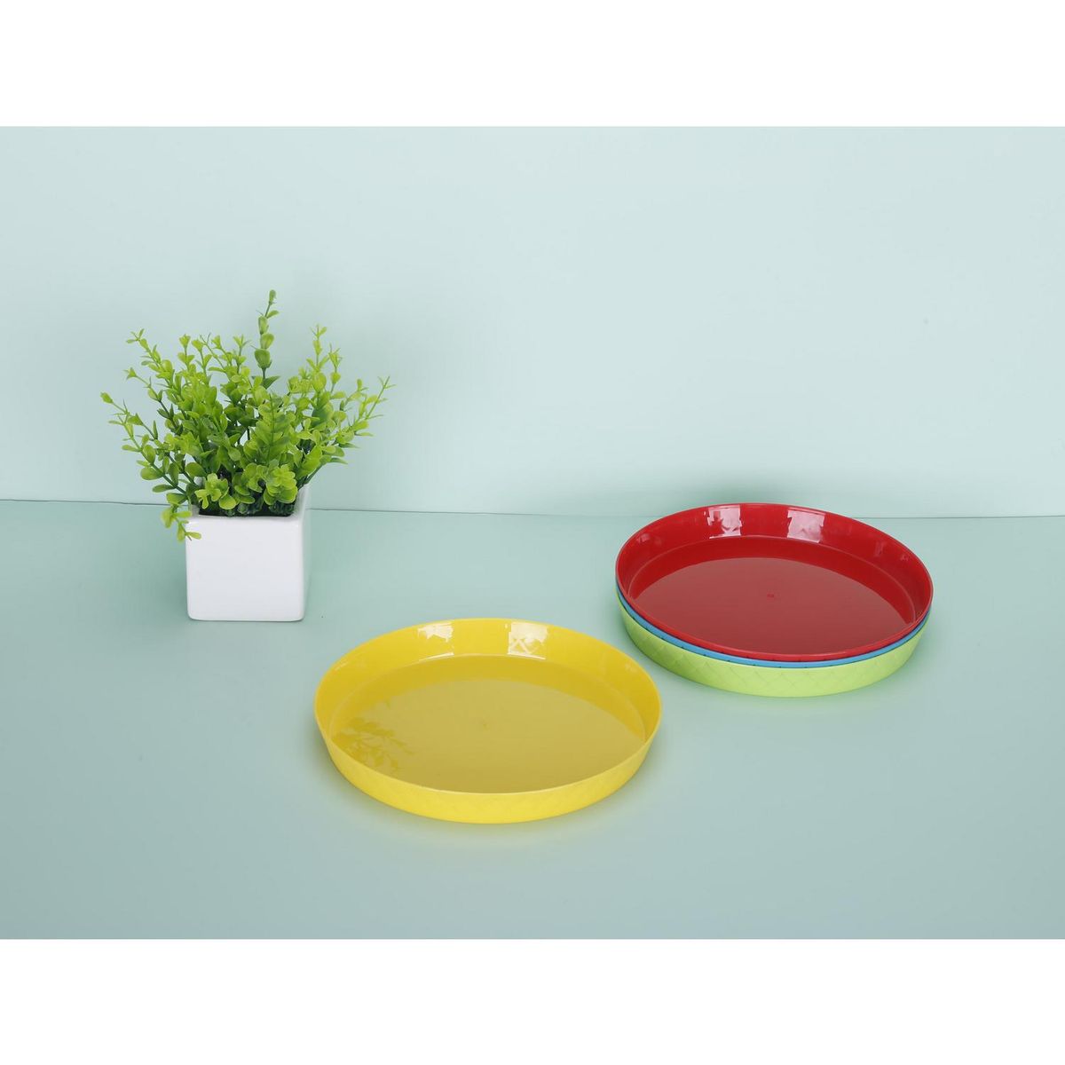 CASA BONITA - Set de 4 Platos Plásticos Casa Bonita Colores para Bebé 18.5 cm