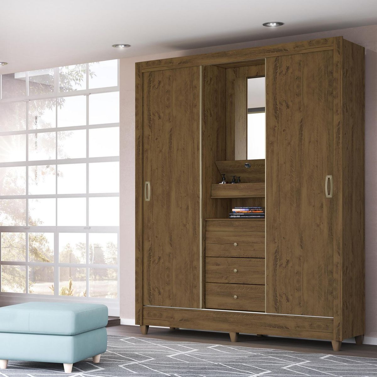 CASA BONITA -  2 Puerta(s) 3 Cajón(es) 0 Repisa(s) 164x204x47 cm Café