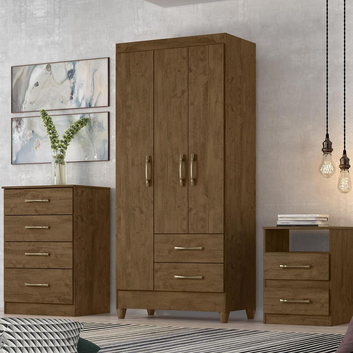 CASA BONITA - Combo lima clóset + cómoda + velador