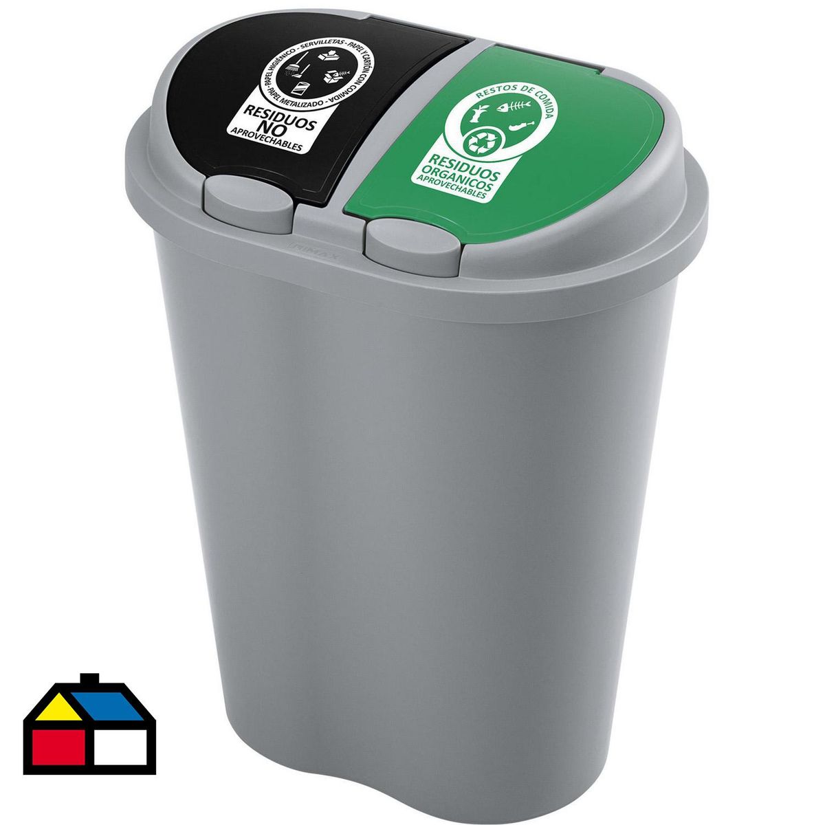 RIMAX - Basurero 50 l doble negro -verde