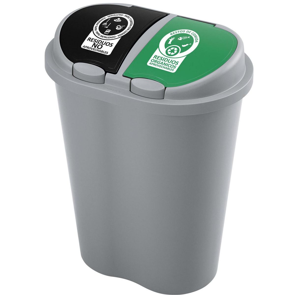 RIMAX - Basurero 50 l doble negro -verde