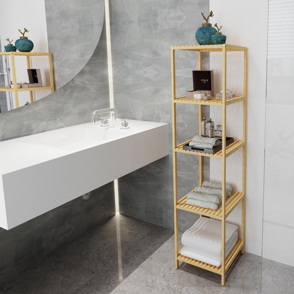 JUST HOME COLLECTION - Estante bambú 5 niveles 36x36x146 cm