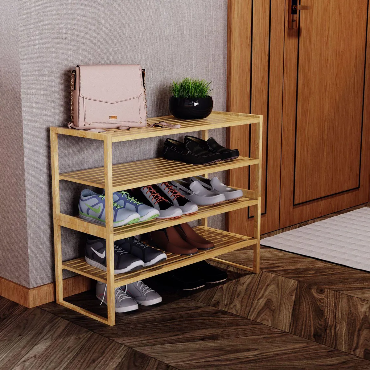 JUST HOME COLLECTION - Zapatera Bambú 4 Nivel(es) 71x59x28 cm Natural