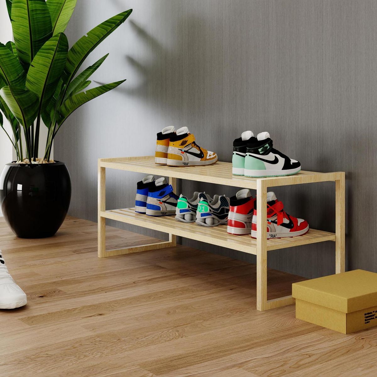 JUST HOME COLLECTION - Zapatera Bambú 2 Nivel(es) 71x29.5x280 cm Natural
