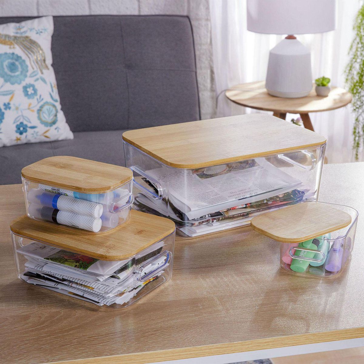 Set 4 Cajas 29.5x12x19.5 cm 5.5 l Transparente, marca JUST HOME COLLECTION - Foto Principal