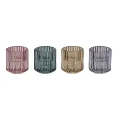 JUST HOME COLLECTION - Portavela vidrio 6 cm colores surtidos