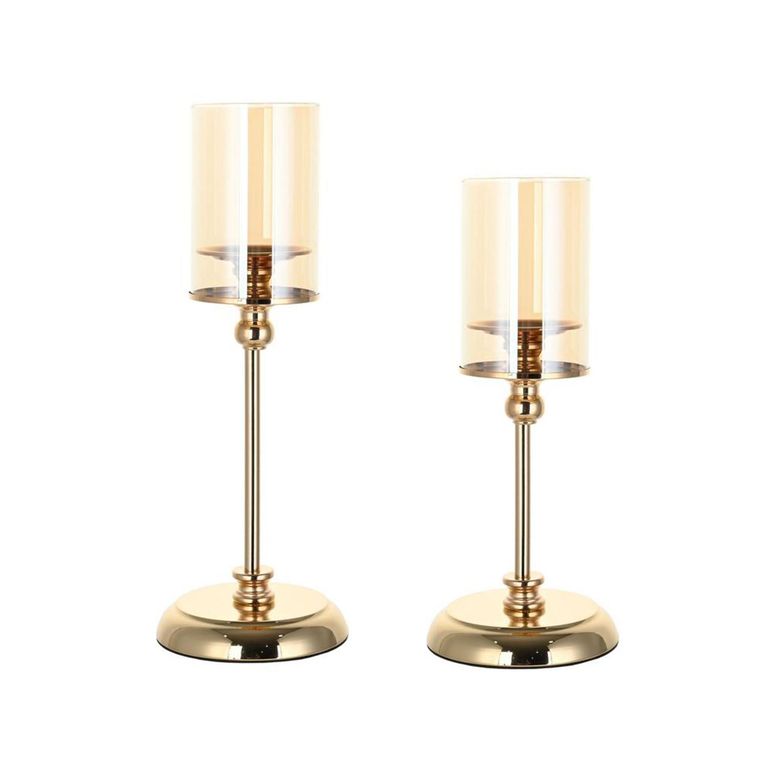 Set 2 Candelabros Decorativos Metálicos Para Velas