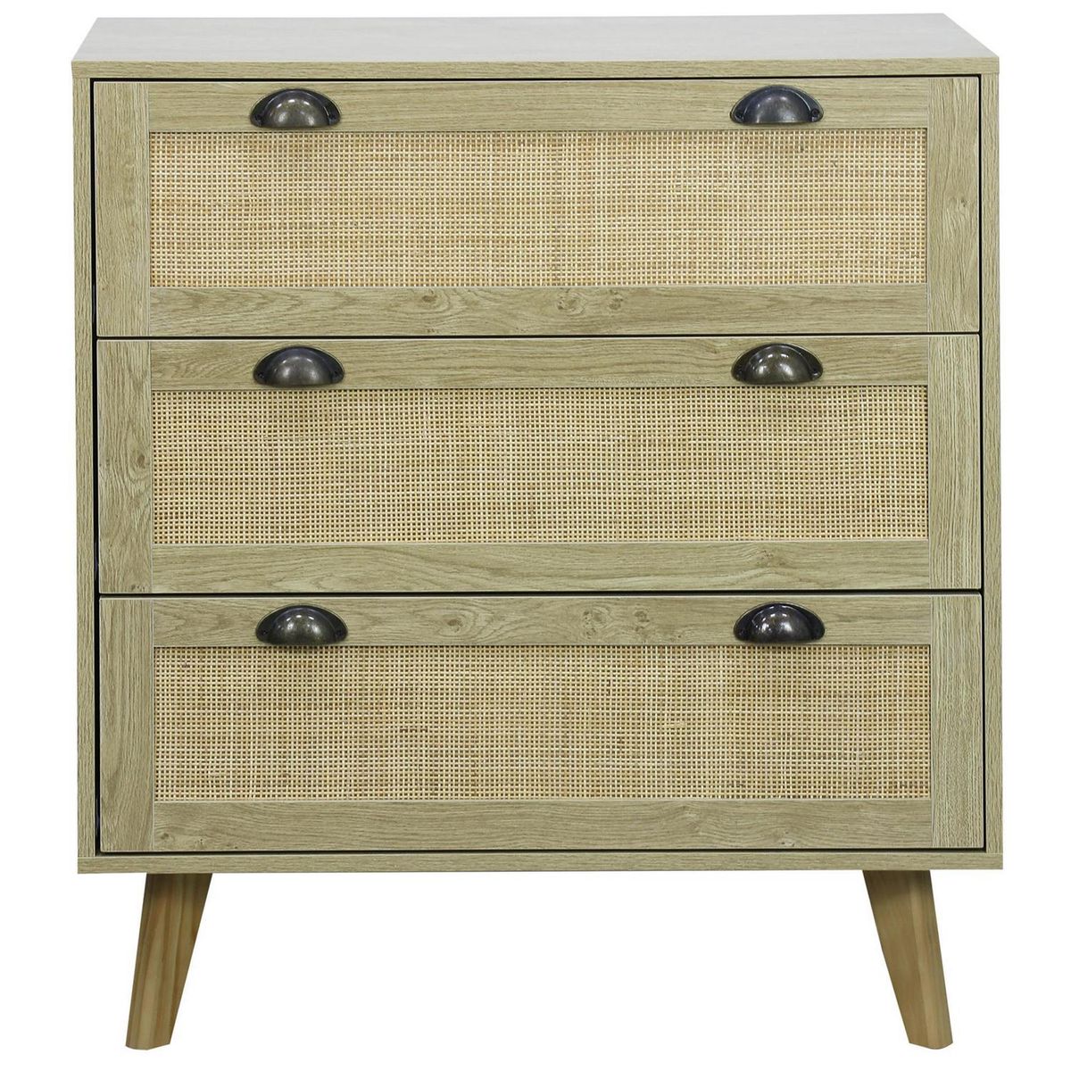 JUST HOME COLLECTION - Cómoda 3 Cajón(es) Rattan 80x90x40 cm Café