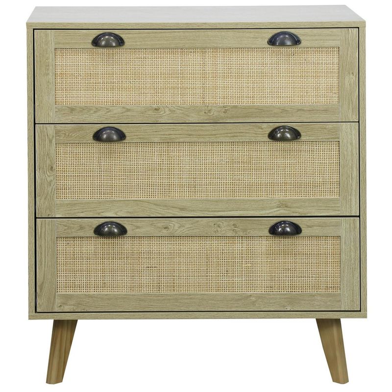 JUST HOME COLLECTION - Cómoda 3 Cajón(es) Rattan 80x90x40 cm Café