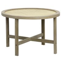 Mesita de madera 60x45 cm ratán tejido