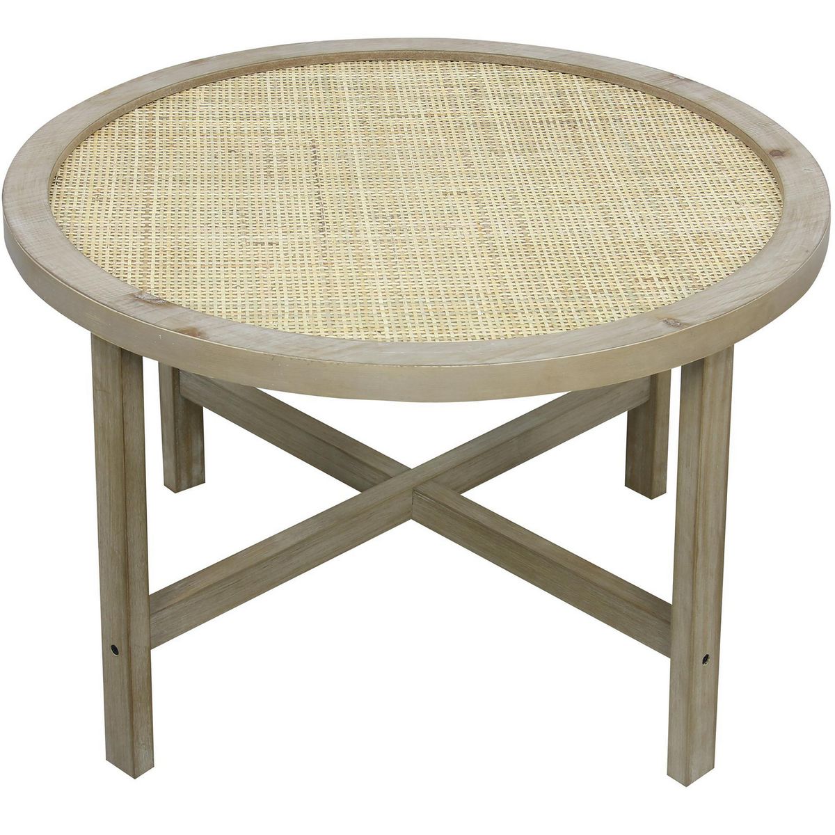 JUST HOME COLLECTION - Mesita de madera 60x45 cm ratán tejido