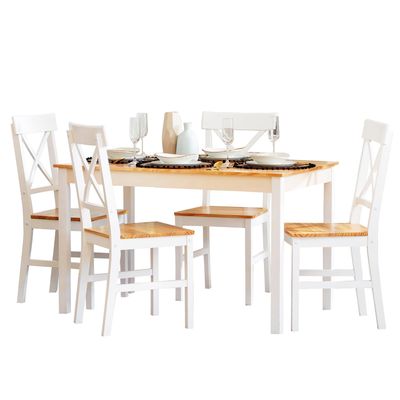 Imagen 2 del producto Juego de Comedor 4 Sillas Mesa Rectangular 74x73x118 cm Blanco