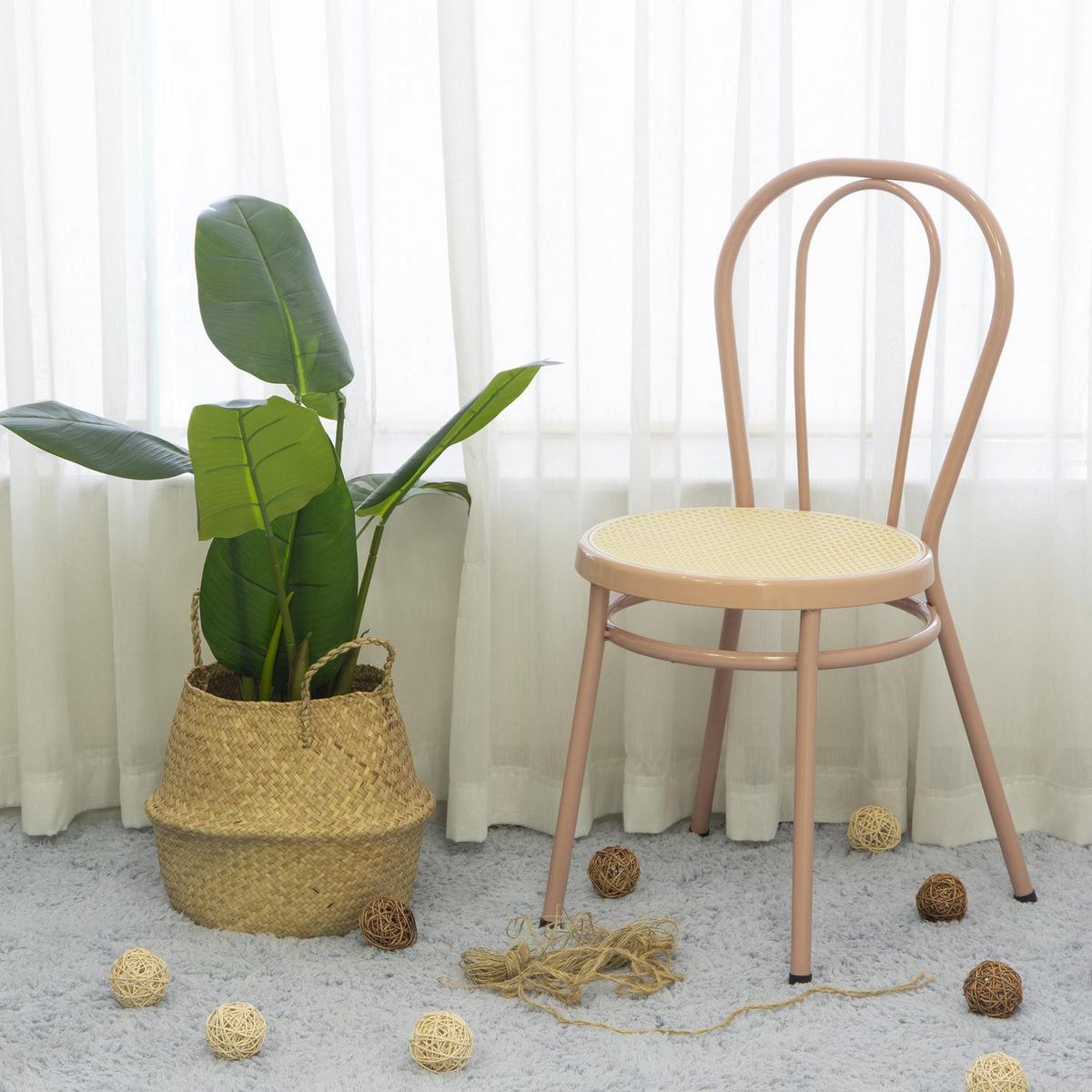 JUST HOME COLLECTION - Silla Metal Rosado 85x46x47 cm