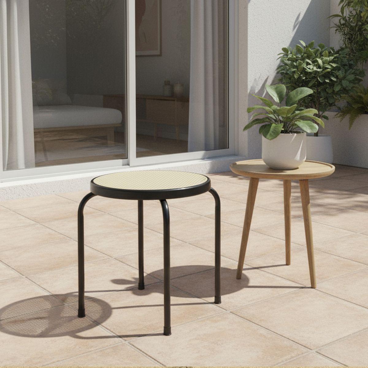 JUST HOME COLLECTION - Piso/Butaco SC20001DBK Negro 46.5x40x40 cm