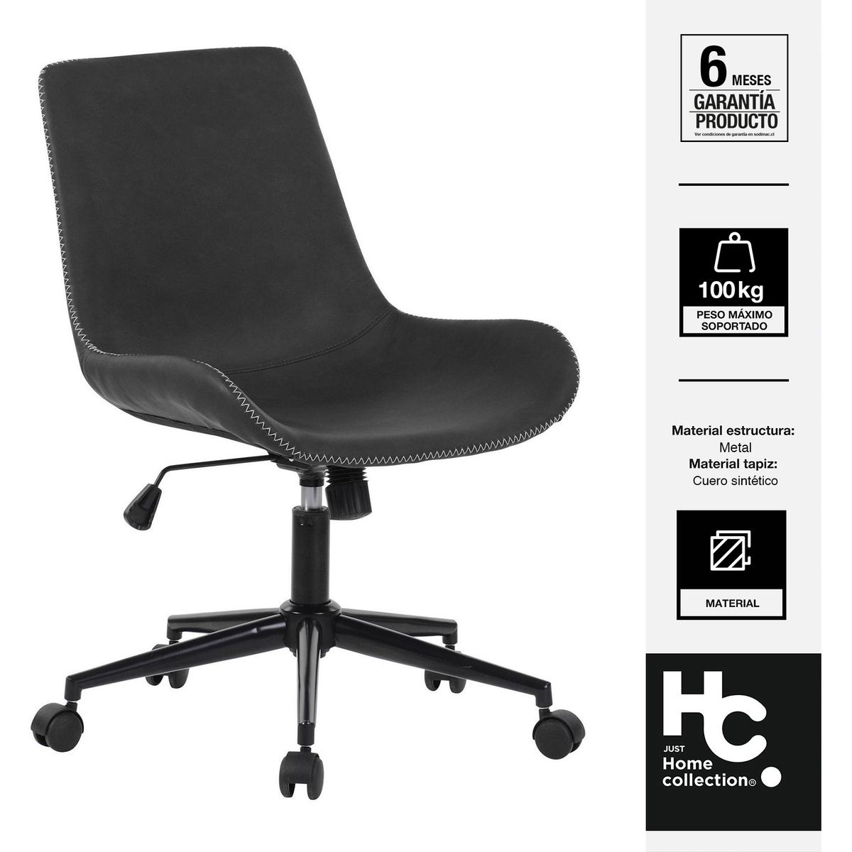 JUST HOME COLLECTION - Silla Escritorio Adams Negro