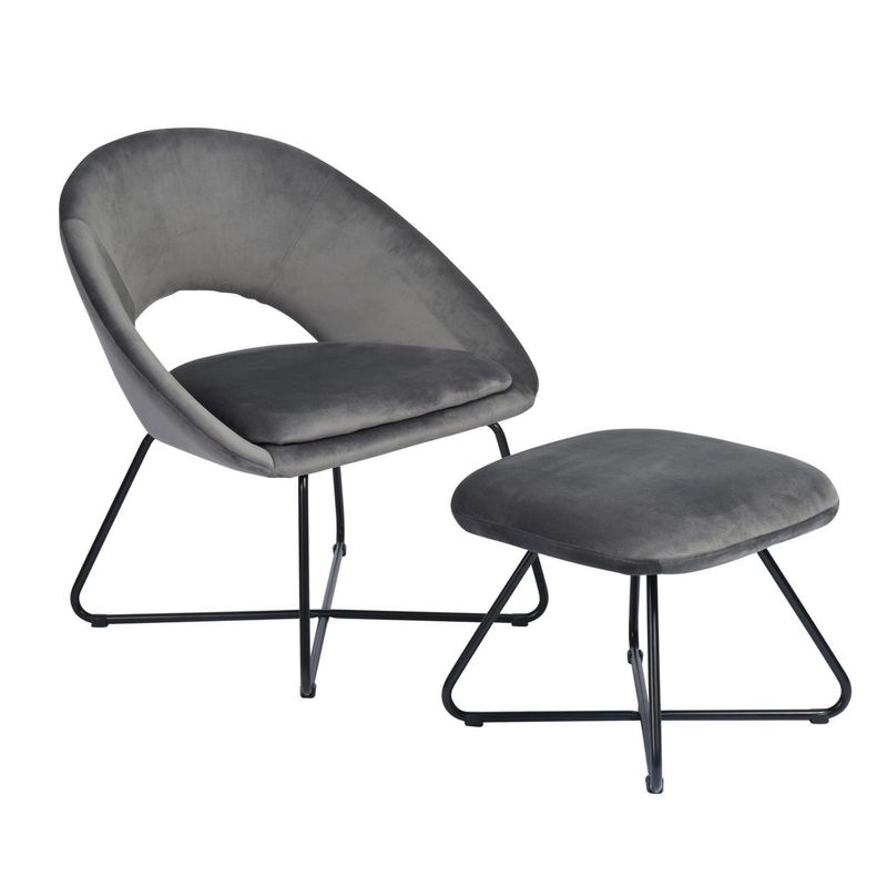 GENERICO - Sillón 1 cuerpo Ball 70x79x75 cm Gris + Ottoman