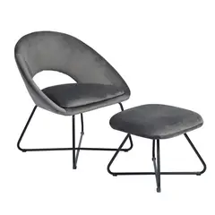GENERICO - Sillón 1 cuerpo Ball 70x79x75 cm Gris + Ottoman