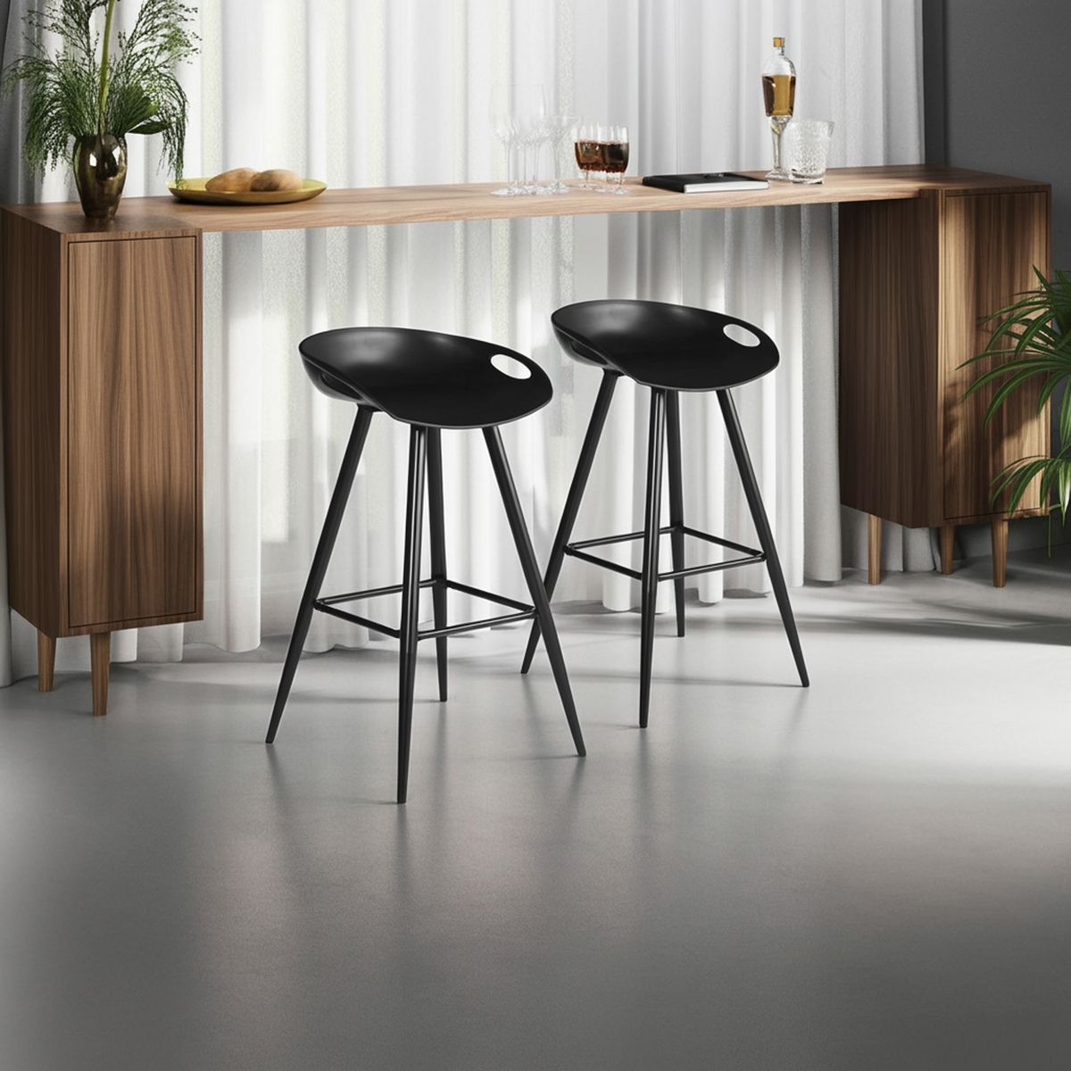 GENERICO - Set 2 Piso Bar Fiyan Negro 82x48x45 cm