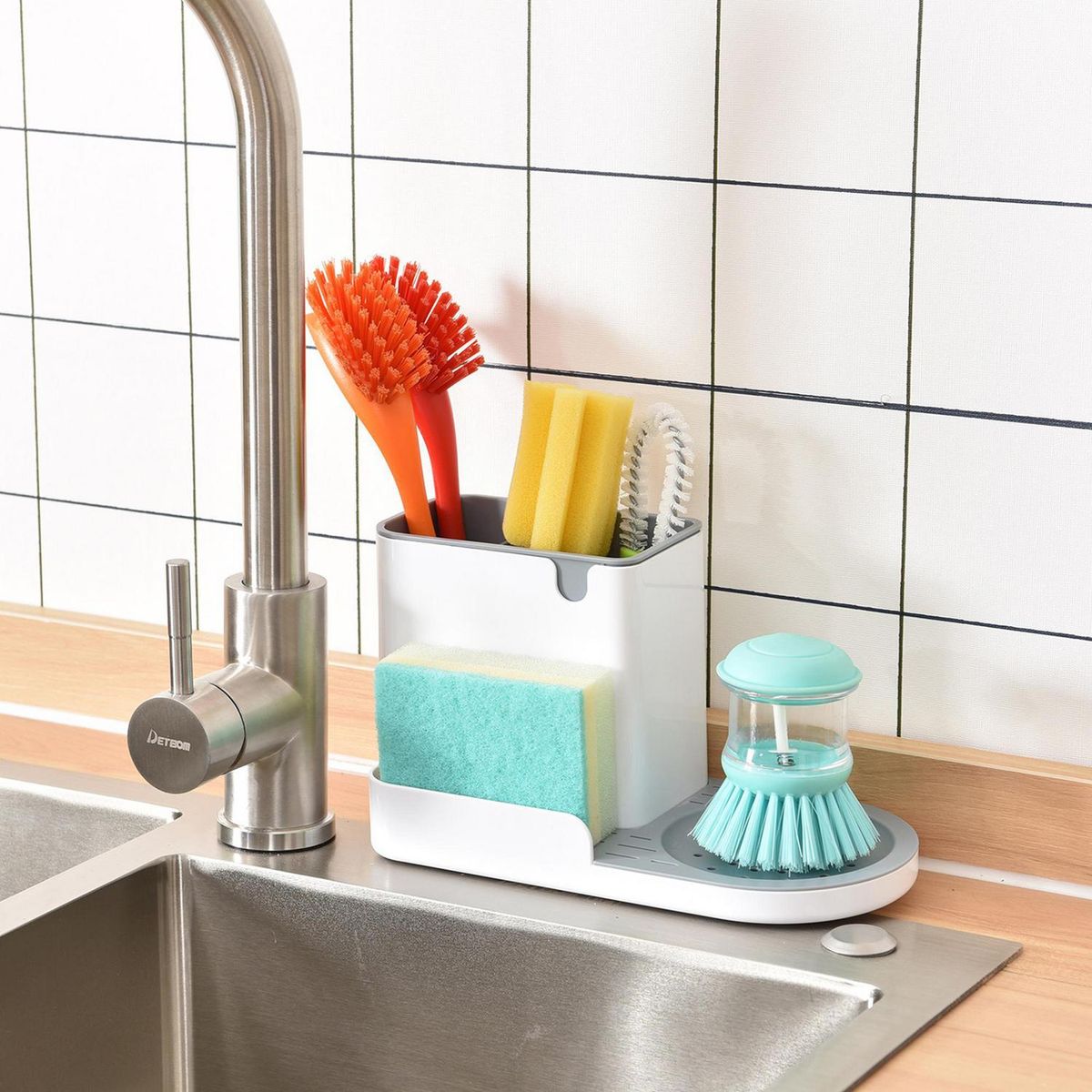 JUST HOME COLLECTION - Organizador 12x26x14.6 cm Blanco/gris