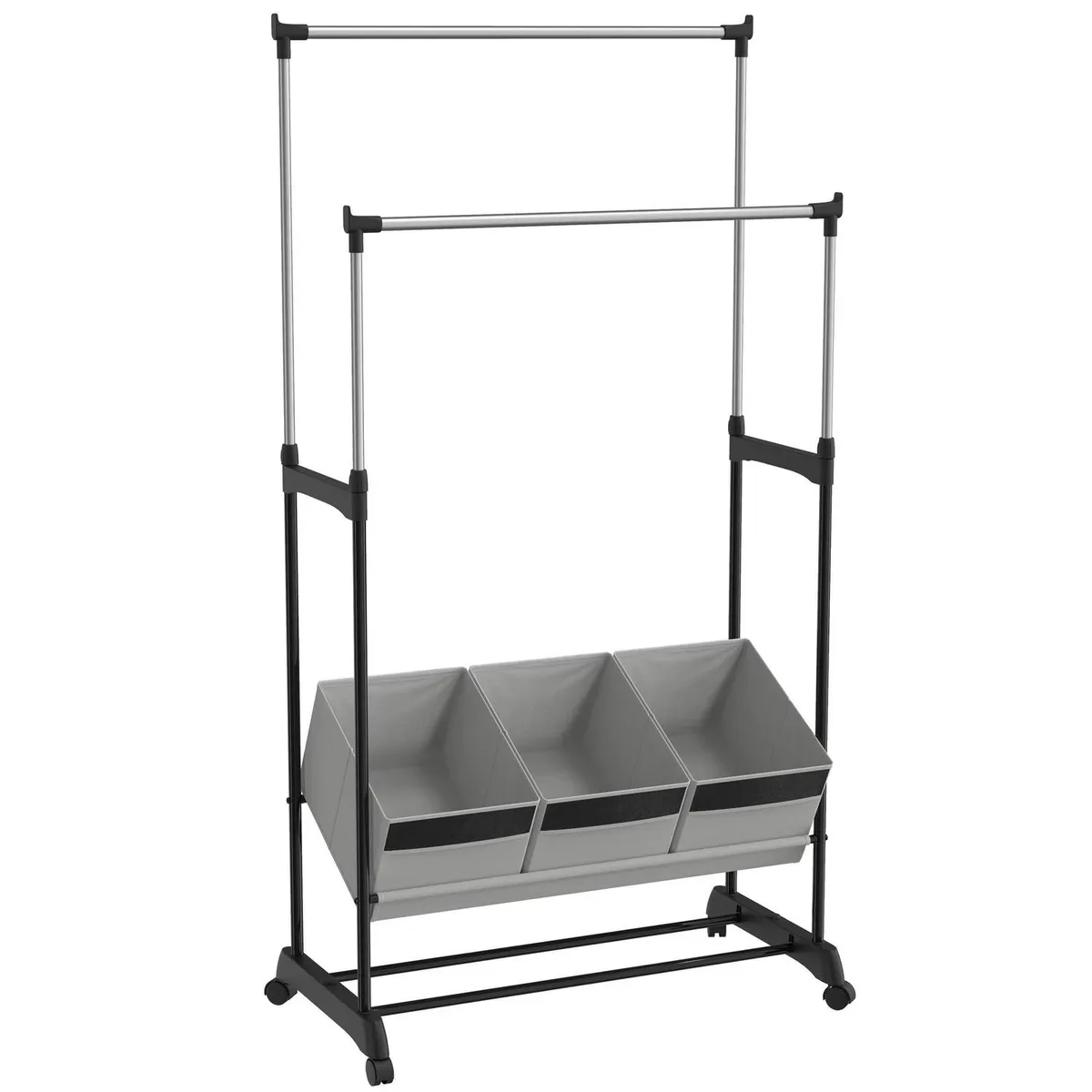 JUST HOME COLLECTION - Perchero 3 Cajas Tela Negro/Gris