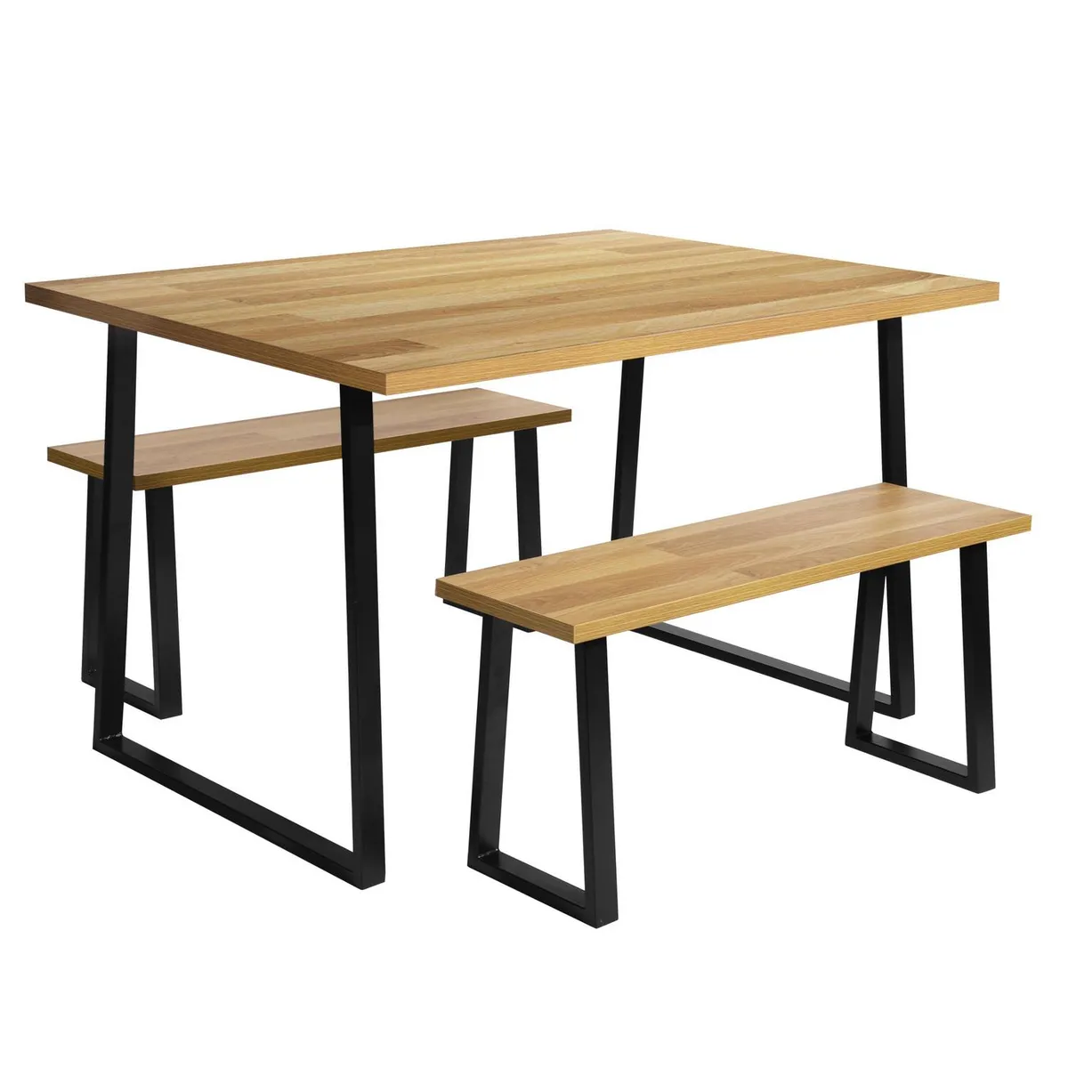 JUST HOME COLLECTION - Set Comedor 2 Banquetas Mesa Rectangular 90x75x120 cm Madera