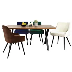 JUST HOME COLLECTION - Juego de Comedor Tablo 4 Sillas Mesa Rectangular 90x75x160 cm Café