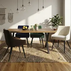 JUST HOME COLLECTION - Juego de Comedor Tablo 4 Sillas Mesa Rectangular 90x75x160 cm Café