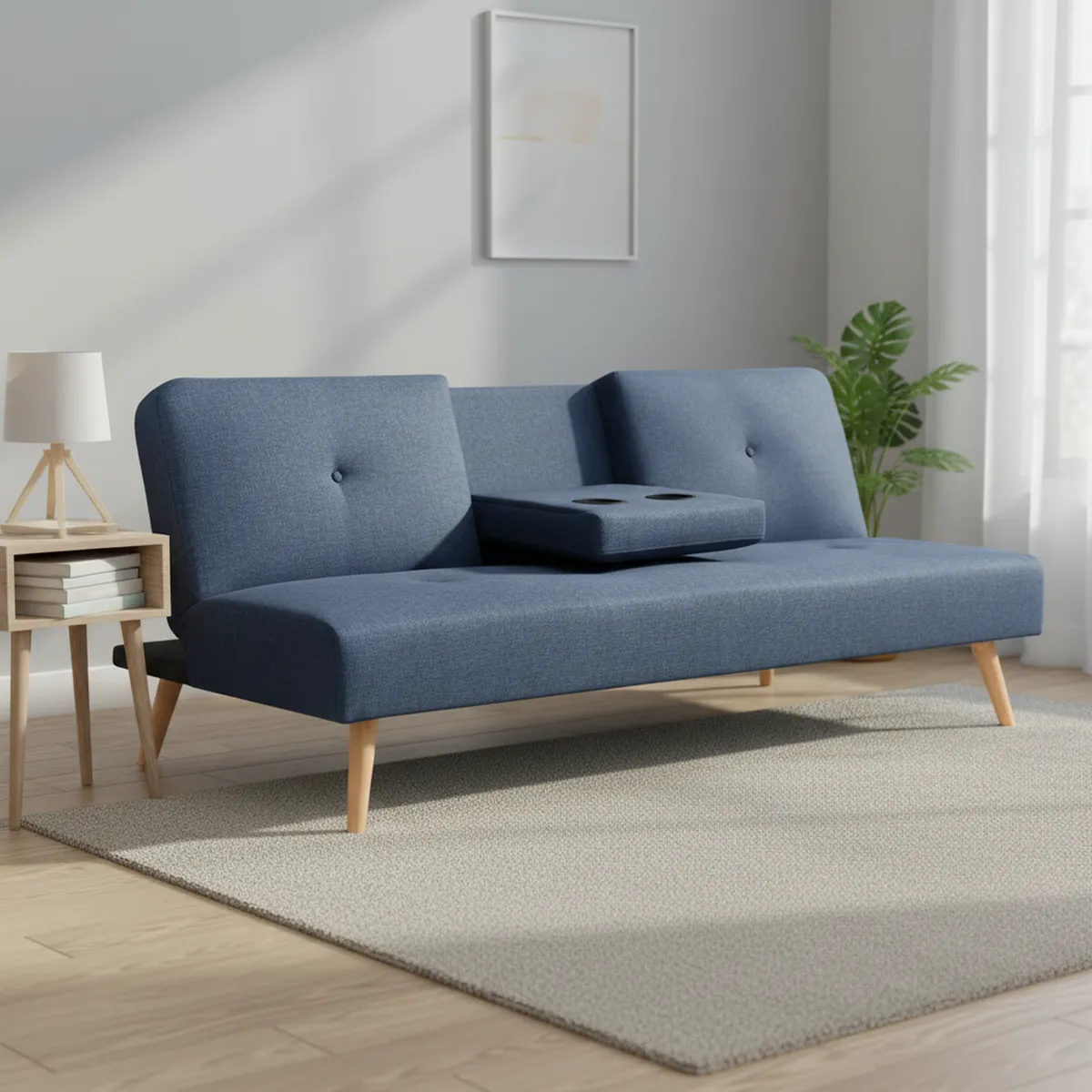 JUST HOME COLLECTION - Futón azul 180x86x74 cm