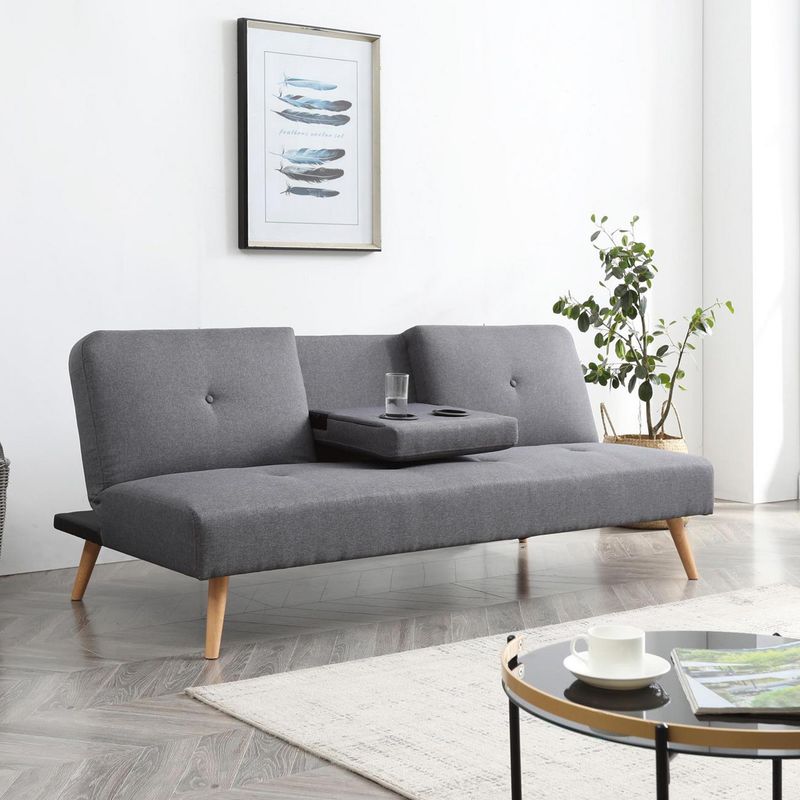 JUST HOME COLLECTION - Futón gris 180x86x74 cm