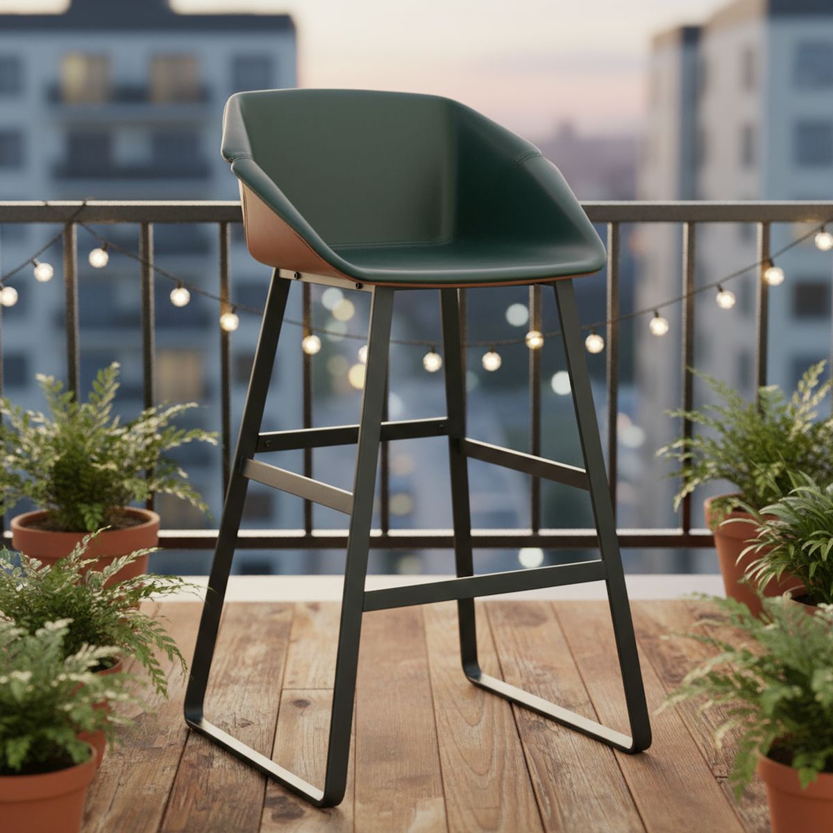 HOMY - Silla Bar Tarquin Verde, Café 97x53x52 cm