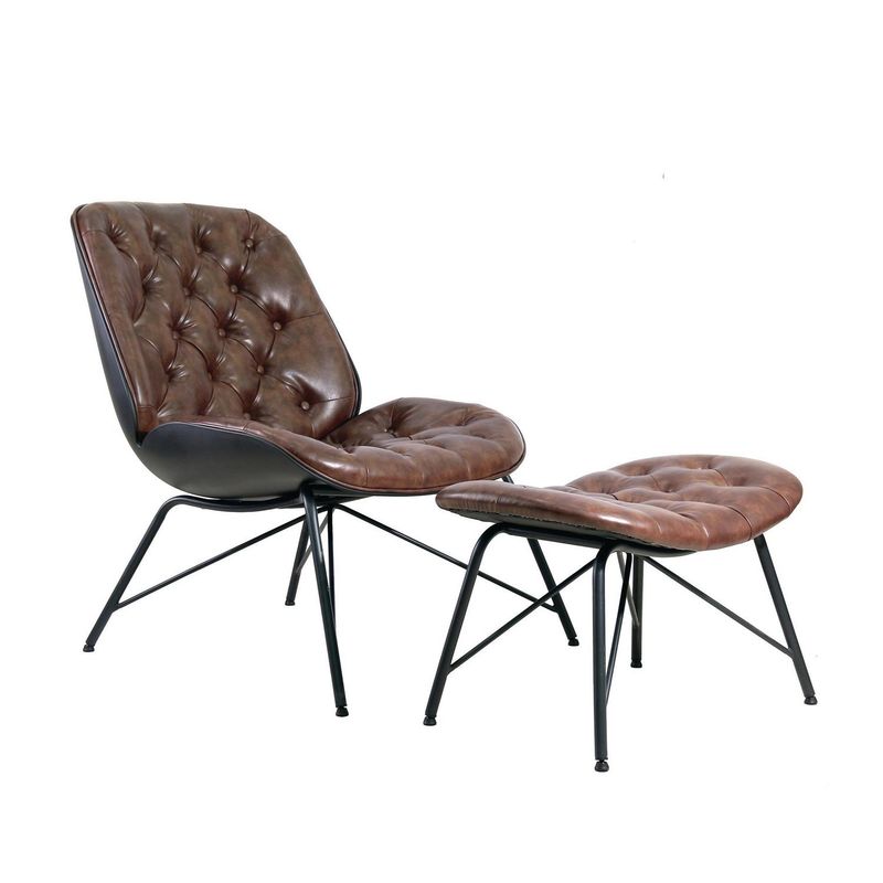 HOMY - Sillón 1 cuerpo Crispin 69x85x87 cm Café + Ottoman