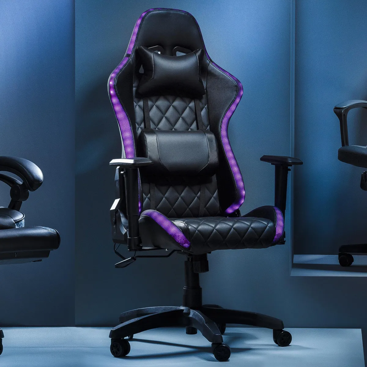 JUST HOME COLLECTION - Silla Gamer Escritorio con Luz Led Negro
