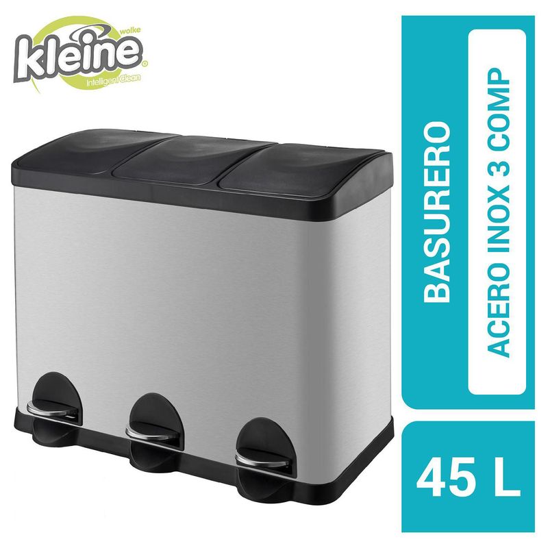KLEINE WOLKE - Papelero 45 Litros Plástico Gris