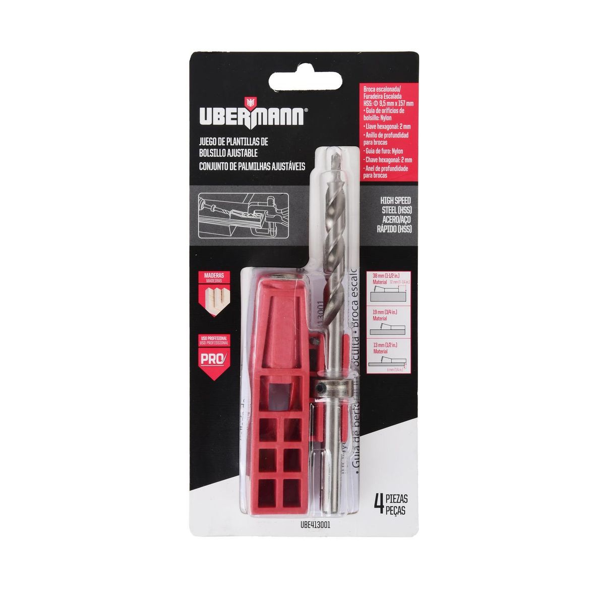 UBERMANN - Set Guía de Perforación 13, 19 y 38 mm"