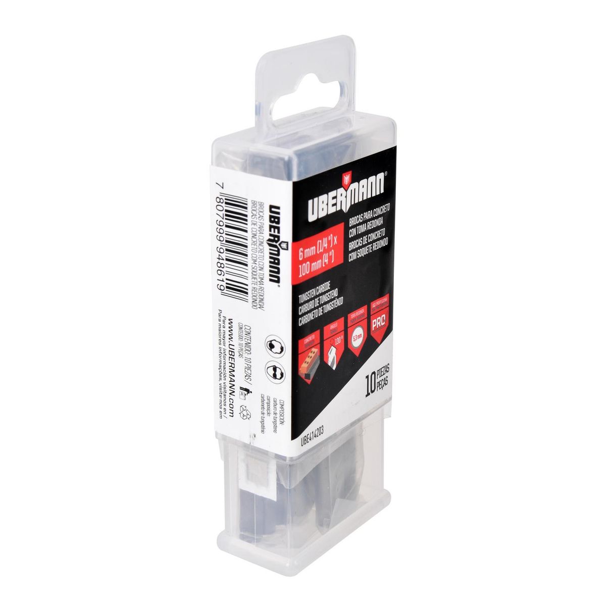 UBERMANN - Pack 10 unidades brocas concreto 6 mm