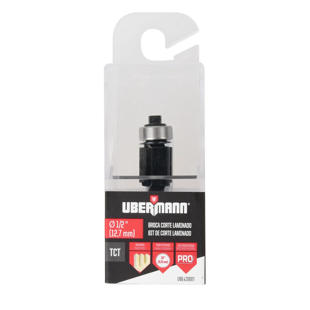 UBERMANN - Fresa recta c/roda. 1/2x1/2"