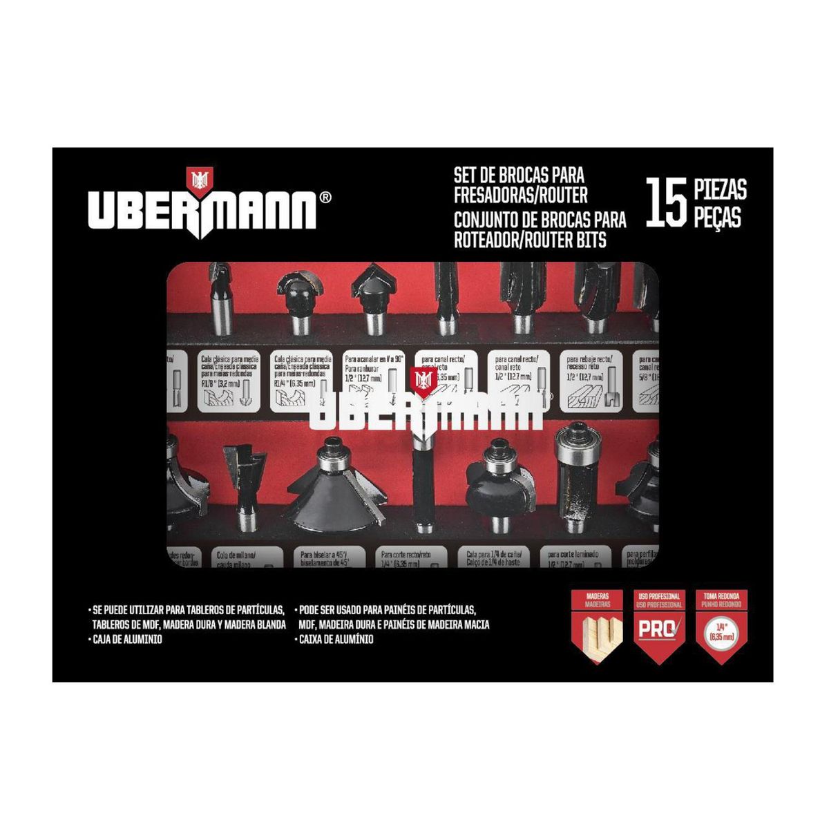 UBERMANN - Set 15 Fresas 1/4" ubermann