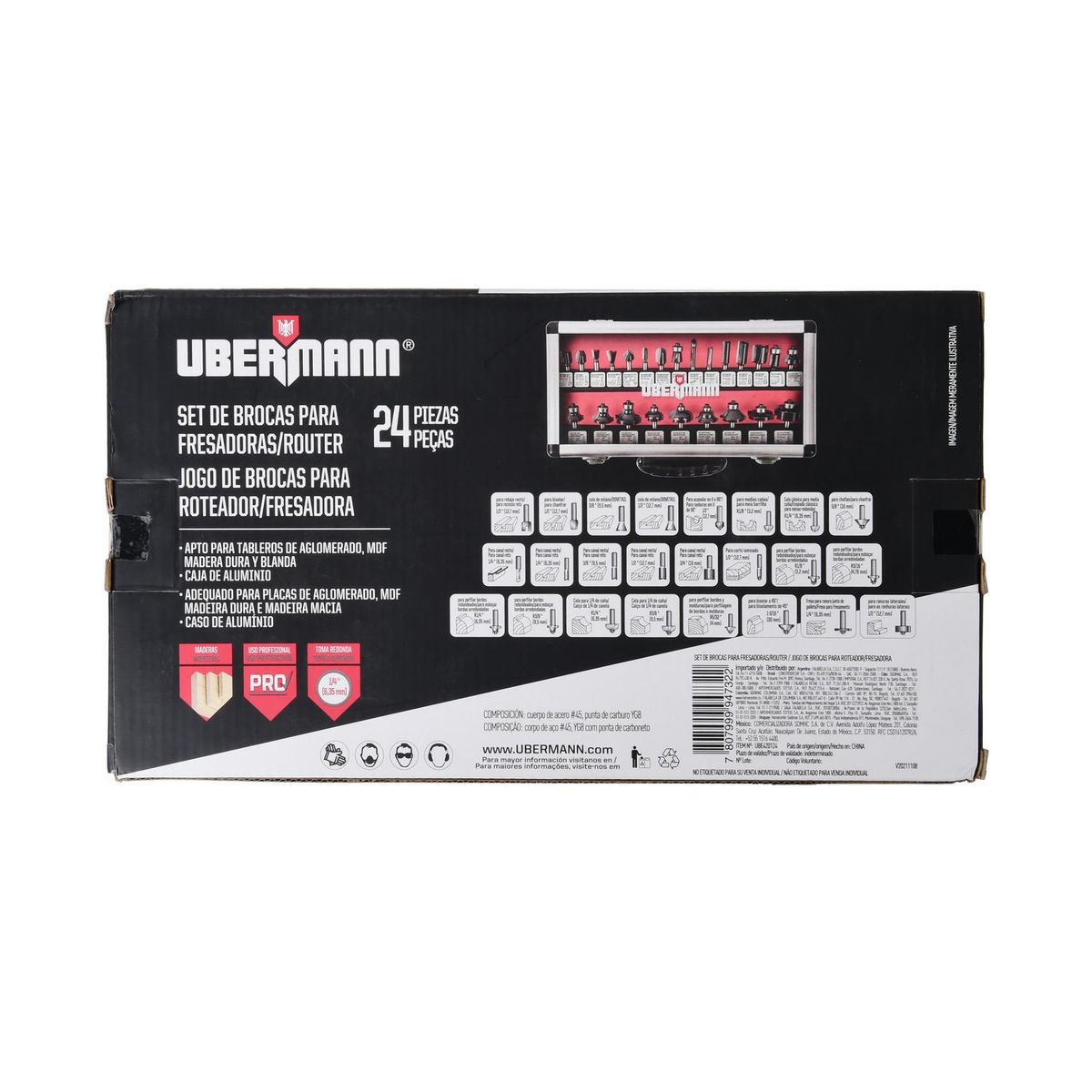 UBERMANN - Set 24 Fresas 1/4" ubermann