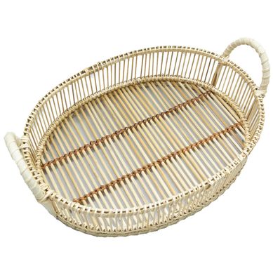Bandeja bambu tejido ovalada 35x25 cm