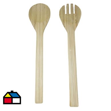 Set 2 cubiertos servir bambu