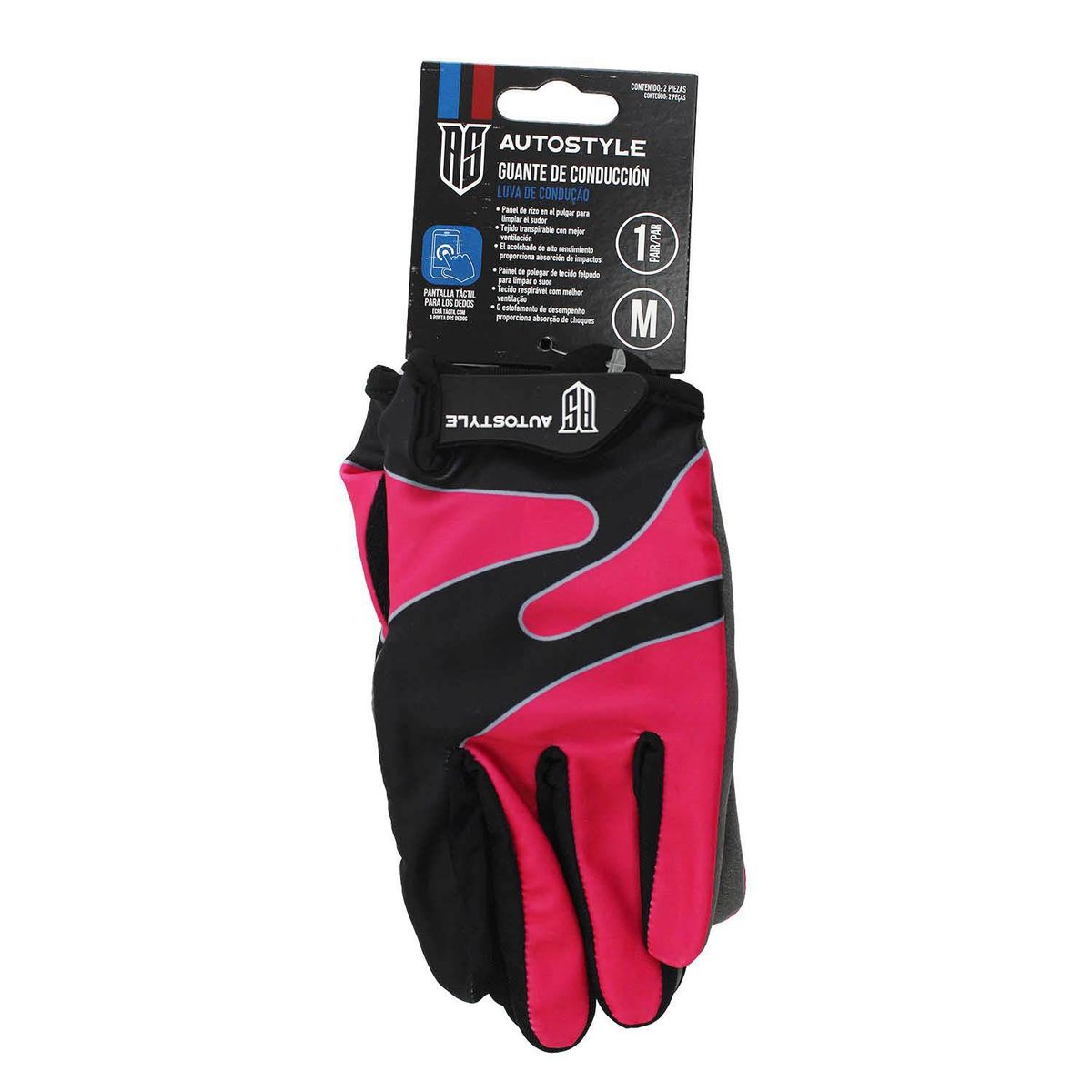 AUTOSTYLE - Guante Mujer de PVC M Rosa, negro y gris