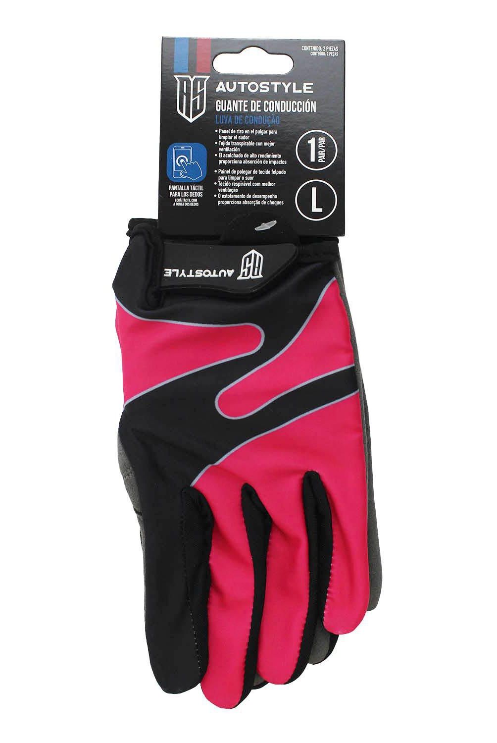 AUTOSTYLE - Guante Mujer de PVC L Rosa, negro y gris