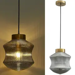 JUST HOME COLLECTION - Lámpara Colgante Venatici 1 Luz Gris/Plata Vidrio E27 23x100x23 cm