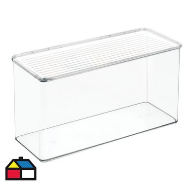 Caja transparente apilable.