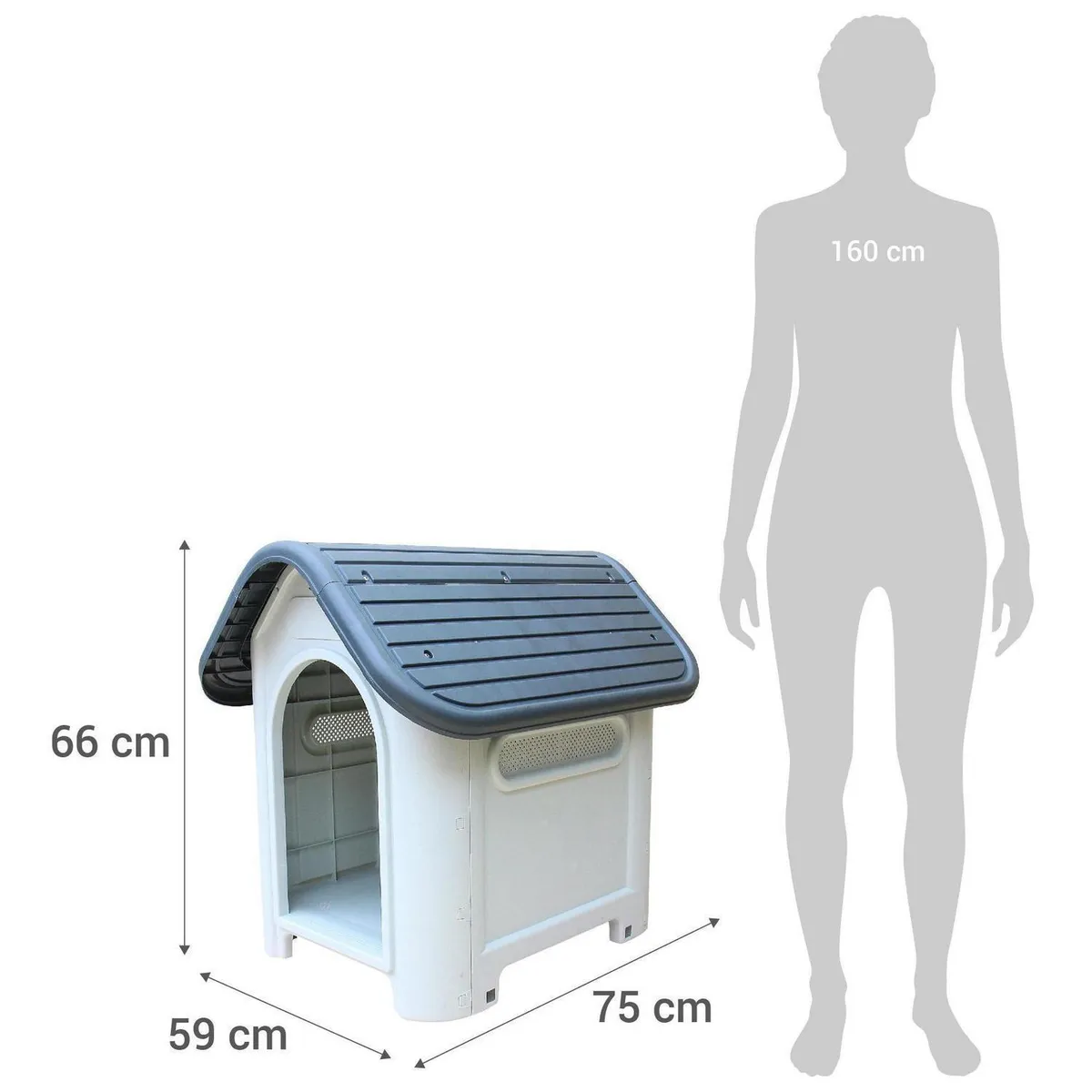 PETIZOOS - Casa de Perro 66x59x75 cm Gris/Blanco