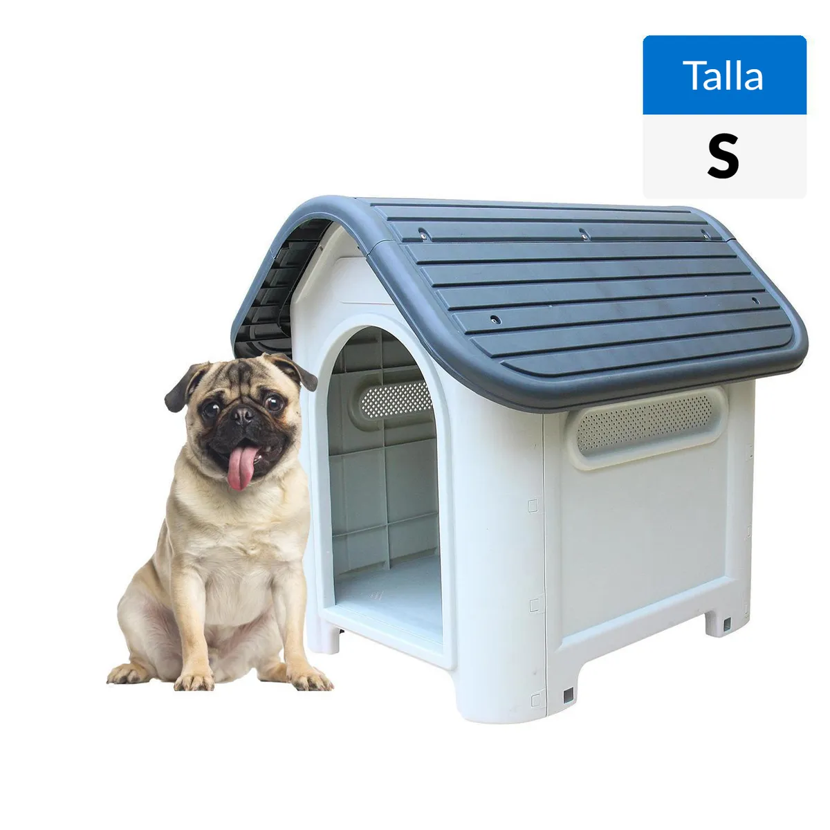 PETIZOOS - Casa de Perro 66x59x75 cm Gris/Blanco