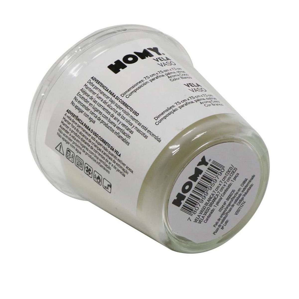 JUST HOME COLLECTION - Vela vaso blanca 7x7 cm